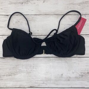 Xhilaration Bikini Top Womens Medium Black Solid Tie Swim Bra Target NEW M